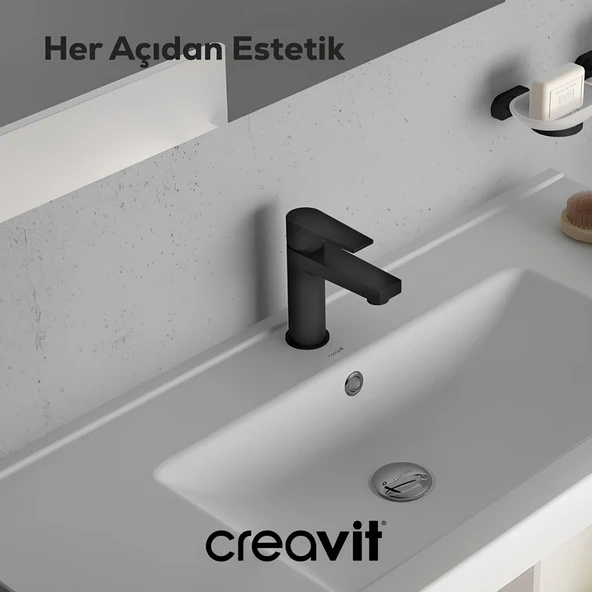 Creavit Sharp Mat Siyah Lavabo Bataryası SR1500S - Resim 2