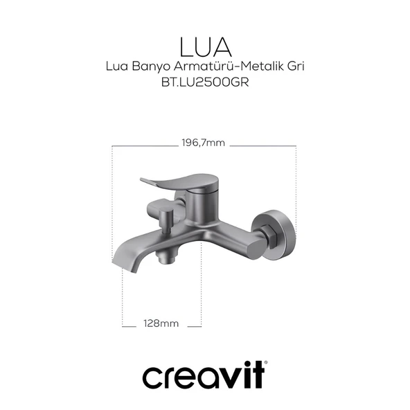 Creavit Lua Metalik Gri Banyo Bataryası LU2500GR - Resim 3