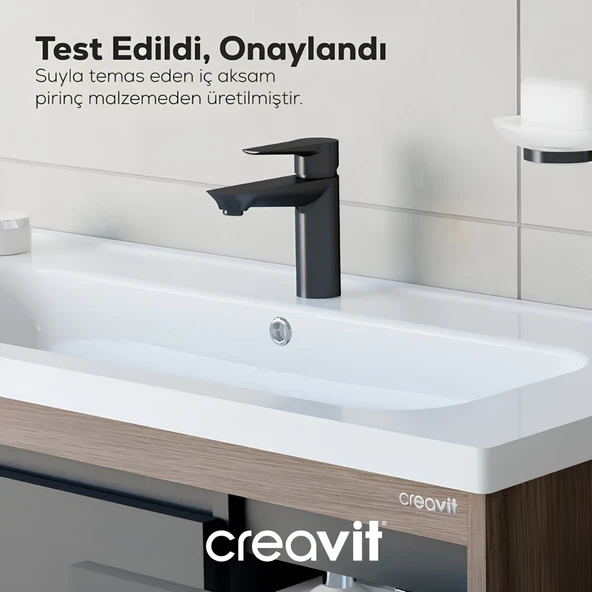 Creavit Sharp Mat Siyah Lavabo Bataryası SR1500S ürün görseli 1