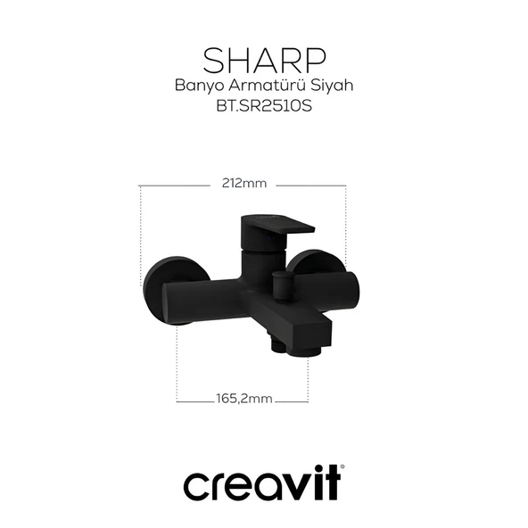 Creavit Sharp Mat Siyah Banyo Bataryası SR2510S - Resim 3