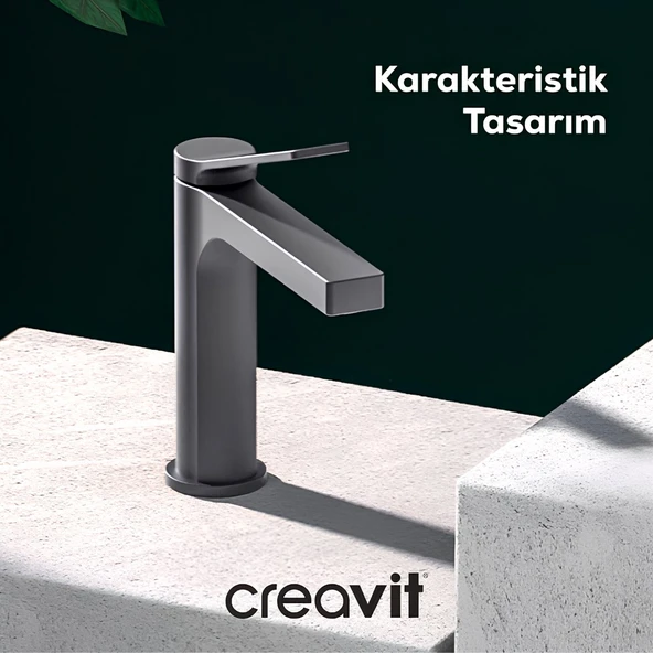 Creavit Ritmo Metalik Gri Lavabo Bataryası RT1500GR ürün görseli 1