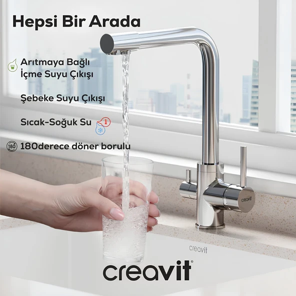 Creavit İçme Suyu Çıkışlı Krom Eviye Bataryası DW8700 ürün görseli 1