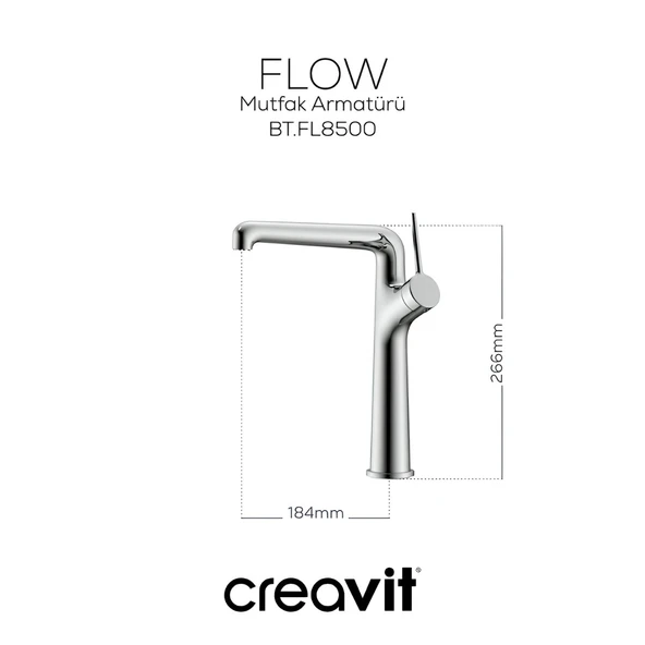 Creavit Flow Krom Eviye Bataryası FL8500 - Resim 3