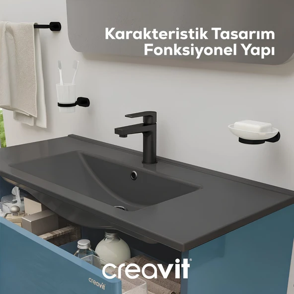 Creavit Sharp Mat Siyah Lavabo Bataryası SR1500S - Resim 3