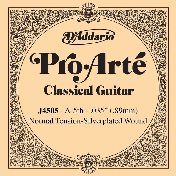D'Addario J4505 Pro-Arte Klasik Gitar Tek Tel (A-La - Normal Tension - Gümüş Sarım) ürün görseli 1