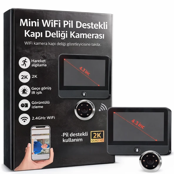 Ev Güvenliğinde Yeni Nesil Akıllı WiFi Kapı Dürbünü 2.4G WiFi Kapı Kamerası Her Yerden Kontrol ürün görseli 1