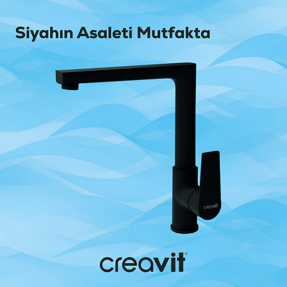 Creavit Sharp Mat Siyah Eviye Bataryası SR8500S - Resim 4