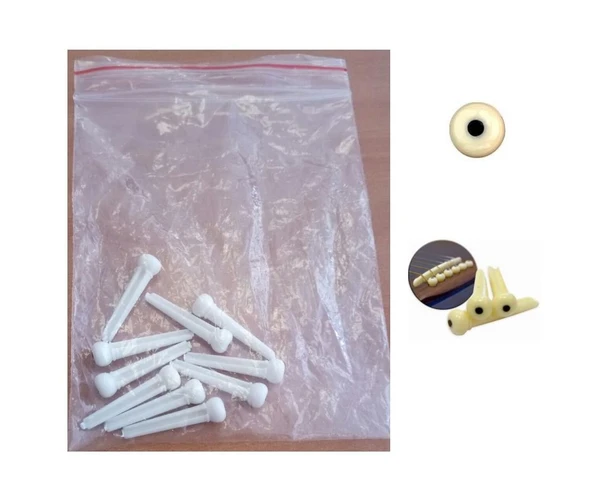 Maxtone MS021W Akustik Gitar Köprü Pimi - Beyaz 10'lu Paket (Aksesuar) | Nokta Desenli Estetik Tasarım, 10 Adet Ekonomik Paket ve Güvenli Tel Tutuşu ürün görseli 1