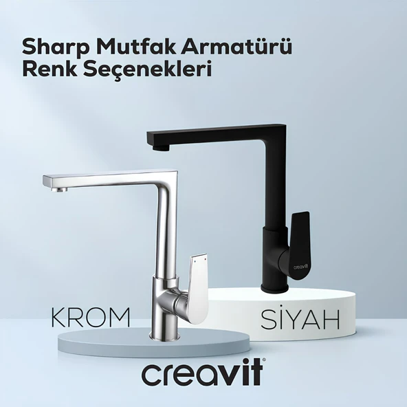 Creavit Sharp Mat Siyah Eviye Bataryası SR8500S - Resim 2