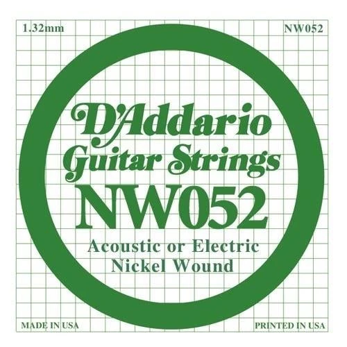 D'Addario NW052 Nickel Wound Elektro ve Akustik Gitar Tek Teli - .052 (Aksesuar) | Heavy Bottom Dizilimler İçin İdeal, Dolgun Baslar ve Yüksek Ses Hacmi ürün görseli 1