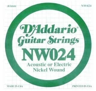 Daddario NW024 Elektro ve Akustik Tek Tel | Nickel Wound, (RE), .024 ürün görseli 1