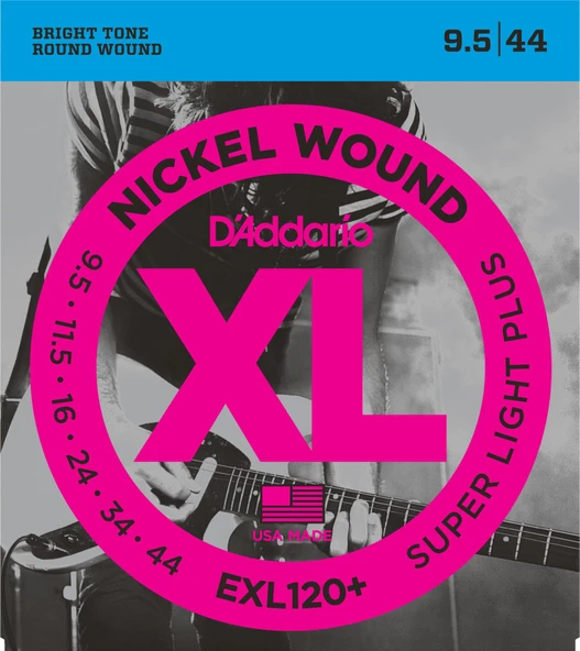 D'Addario EXL120+ XL Nickel Serisi Elektro Gitar Tel Seti (Super Light Plus - 9.5-44 - Nickel Wound) ürün görseli 1