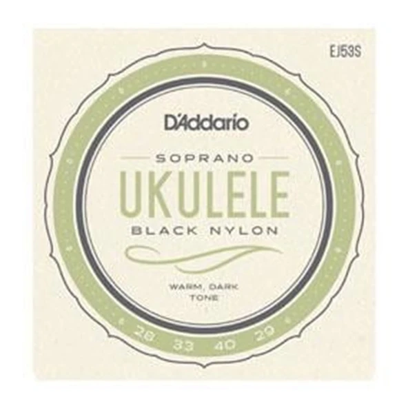 D'Addario EJ53S Soprano Ukulele Tel Seti - Siyah Naylon (Profesyonel) | Pürüzsüz Dokulu Siyah Naylon, Sıcak Akustik Tını ve Soprano Boyutlarla Tam Uyum ürün görseli 1
