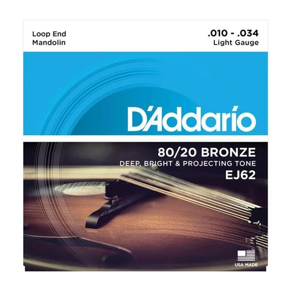 D'Addario EJ62 Phosphor Bronze Serisi Mandolin Tel Seti (80/20 Bronze) ürün görseli 1