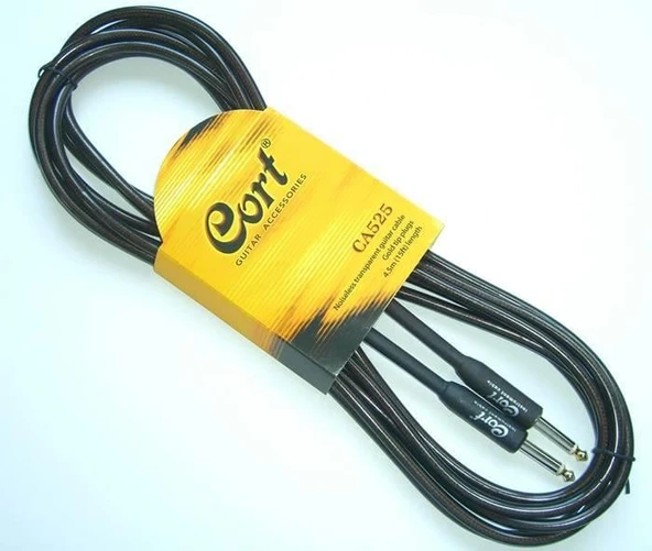 Cort CA525BK Noisless Enstrüman Kablosu | Gürültüsüz Gitar Kablosu - 5m / Siyah ürün görseli 1