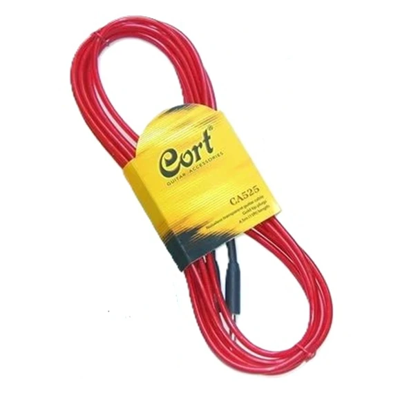 Cort CA525RED Noisless Enstrüman Kablosu | Gürültüsüz Gitar Kablosu - 5m / Şeffaf Kırmızı ürün görseli 1