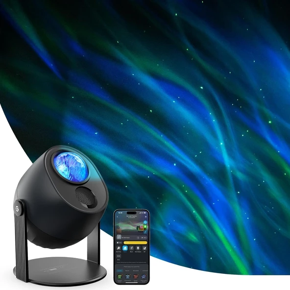 Govee LED Starry Sky Projektör, 52 Sahneli RGBW Aurora Lamba,Zamanlayıcı,18 Beyaz Gürültü,Alexa Matter Uyumlu Northern Light Lamba,Çocuk Odası Yatak Odası Dekorasyonu için Smart Galaxy Star Projektör ürün görseli 1
