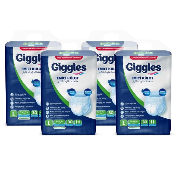 Giggles Yetişkin Emici Külot Large 30'lu 4 Paket 120 Adet ürün görseli 1