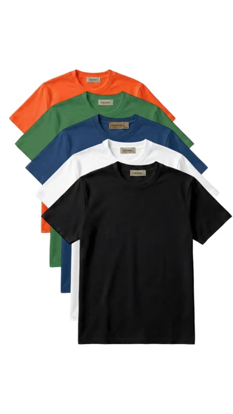 Unisex Basic Pamuk Tişört Düz Renk Rahat Kalıp Günlük T-Shirt ürün görseli 1