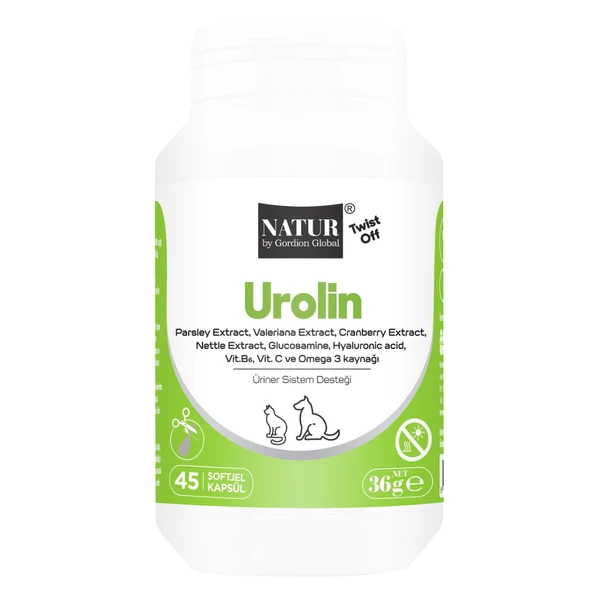 Natur Ürolin Twist-Off 45 Kapsül Kedi ve Köpek Üriner Sistem, İdrar Yolu ve Mesane Sağlığı Destekleyici (Sistit ve Kum Dökme Karşıtı) ürün görseli 1