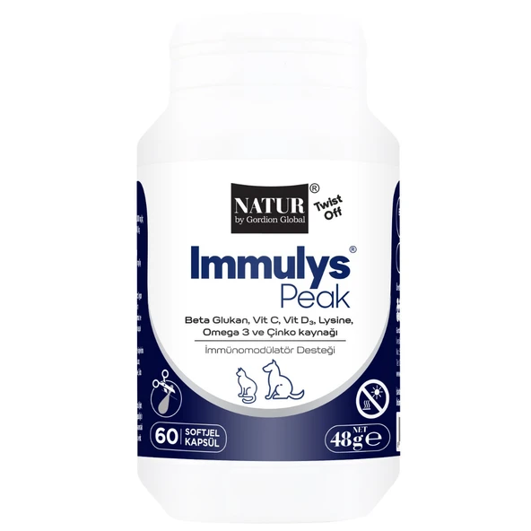 Natur Immulys Peak Kedi Köpek Bağışıklık Sistemi Destekleyici (60 Twist-Off Kapsül) ürün görseli 1