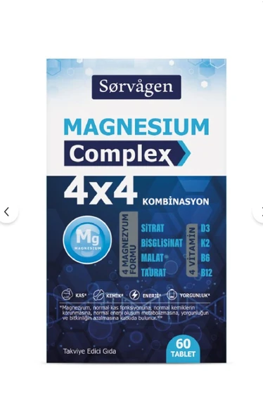 Sorvagen Magnezyum Complex 4*4 Kombinasyon 60 tablet ürün görseli 1