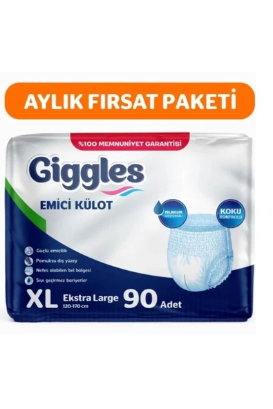 Yetişkin Emici Külot Bez Ekstra Büyük Boy (XL) Bel Ölçüsü 120-170cm Islaklık Göstergeli 3 Paket 90 Adet ürün görseli 1
