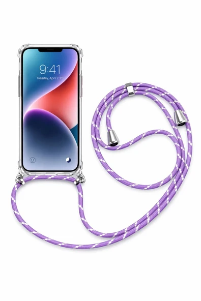 Galaxy A07 Boyun Askılı Şeffaf Tank Kılıf Lila ürün görseli 1