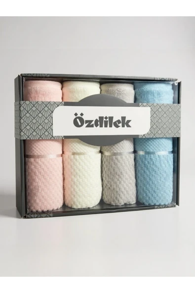 Kadife Bright Renkli 4’lü Kutulu Havlu Seti – %100 Pamuk, Yumuşak ve Şık 50×90 cm ürün görseli 1