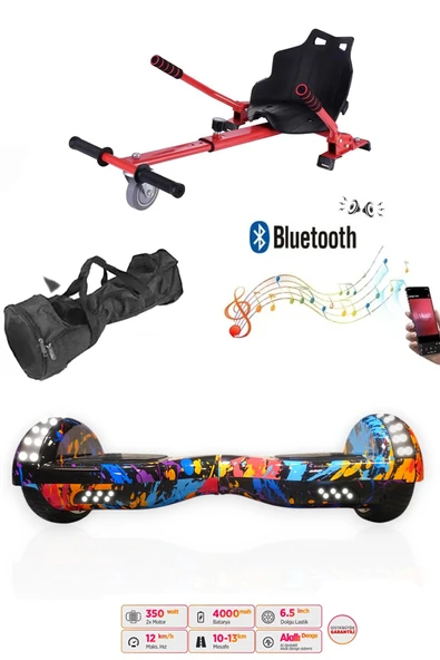 Citymate Elektrikli Kaykay Akıllı Denge Hoverboard + HoverKart + Çanta FULL LEDLİ EXTREM PAKET D26 ürün görseli 1