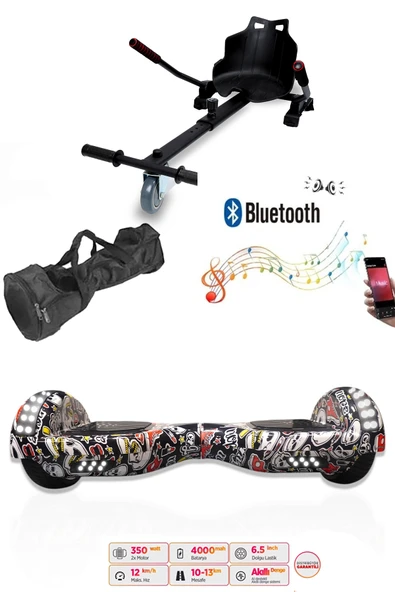 Citymate Elektrikli Kaykay Akıllı Denge Hoverboard + HoverKart + Çanta FULL LEDLİ EXTREM PAKET D14 ürün görseli 1