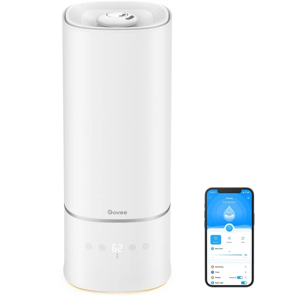 Oda Büyük Oda Santralleri için 6L Akıllı WiFi Nemlendirici, Üstten Doldurmalı Soğuk Buharlı Nemlendirici, Uygulama Kontrollü, Otomatik Modlu, RGB Gece Lambası, Bebek Bitkileri için ürün görseli 1