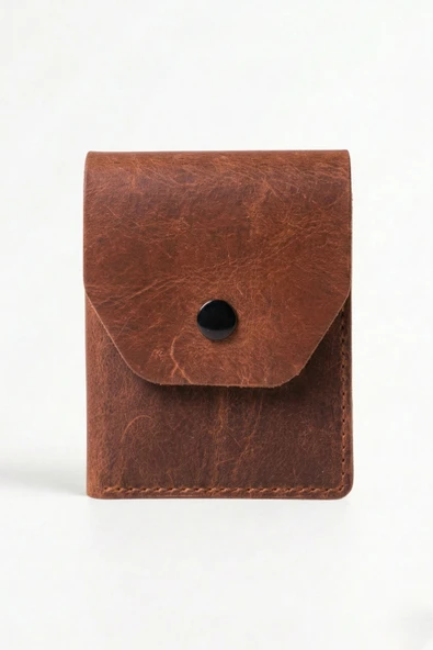 Hakiki Crazy Deri Kişiye Özel İsim Yazılı Cüzdan - Yüksek Nakit Kapasiteli Minimalist Model Crazy Camel ürün görseli 1