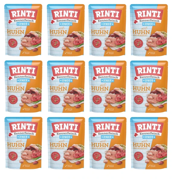 Rinti Pouch Tavuklu Yavru Köpek Yaş Mama 400 Gr. X 12 Adet ürün görseli 1