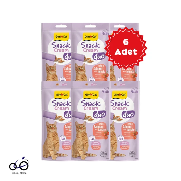 Gimcat Snack Cream Duo Somonlu & Domatesli Kedi Ödülü 6x15gr 6 Adet ürün görseli 1