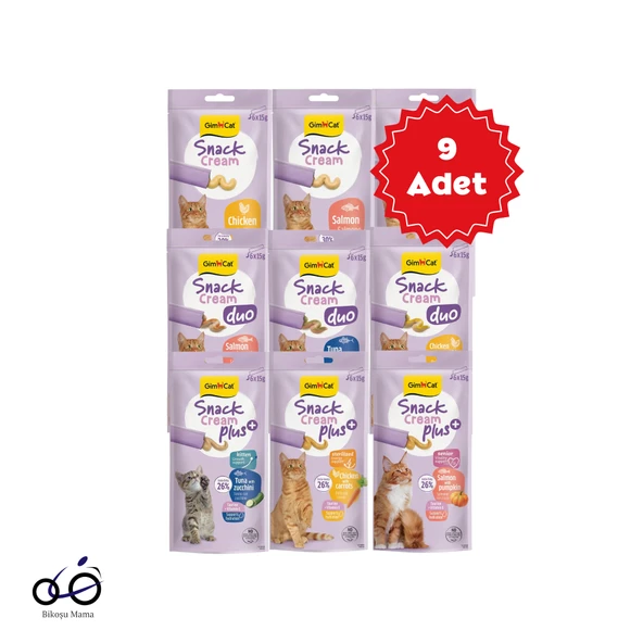 Gimcat Snack Cream Karışık Kedi Ödülü 6x15gr 9 Adet ürün görseli 1