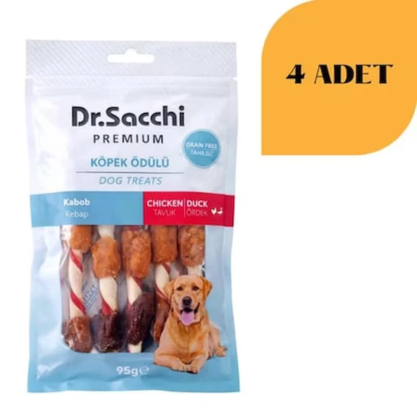 Dr. Sacchi Kebap Tavuk Ördek Sarılı Kemik Köpek Ödülü 100 g x 4 Adet ürün görseli 1