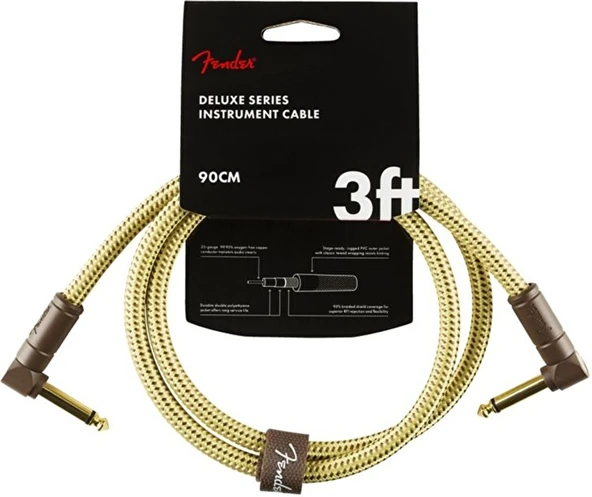 Fender 0990820098 Deluxe L/L Uçlu Tweed Yama Kablosu (90cm) | Uzun Mesafe Pedalboard Bağlantıları İçin 90 cm Yama Kablosu ürün görseli 1