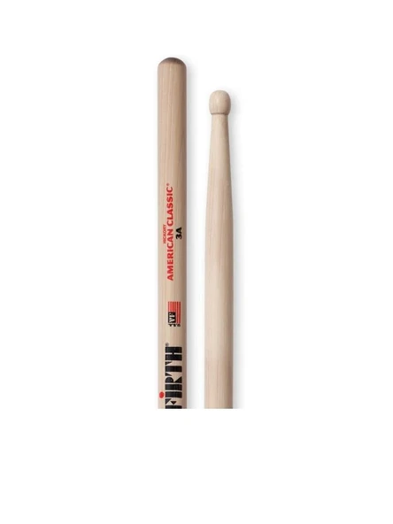 Vic Firth 3A American Classic 3A Baget | Kalın ve Kısa - Güçlü Atak - Ahşap Uç ürün görseli 1