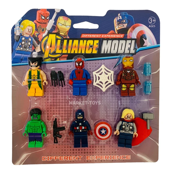 Avengers Büyük Maceralar Küçük Figürler Legolarla Uyumlu 6'lı Avengers Benzer Figür Seti ürün görseli 1