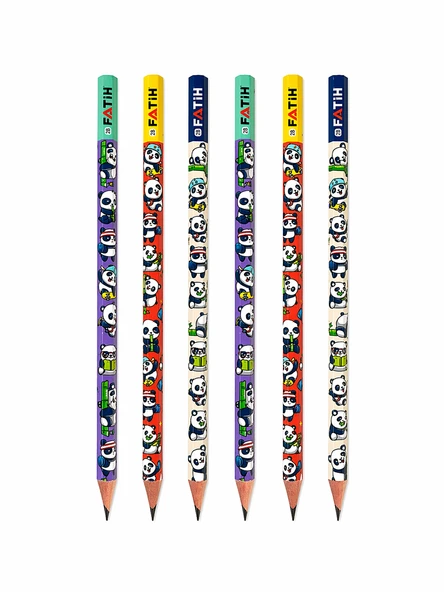 FATİH PANDA DESENLİ KURŞUN KALEM 6 ADET ürün görseli 1