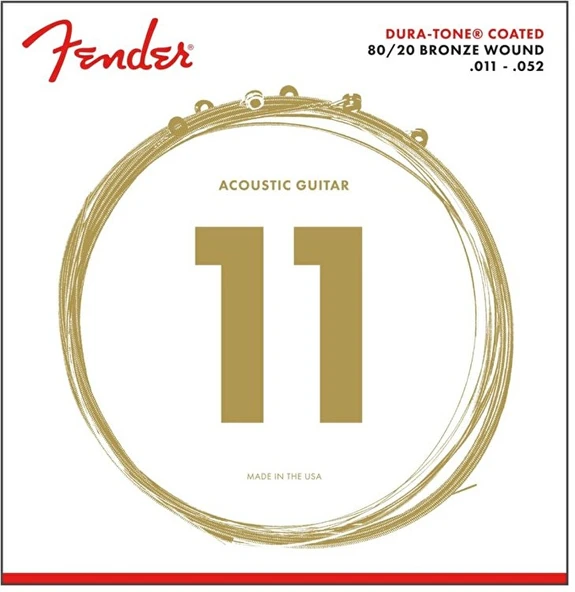 Fender 0730880003 Dura-Tone 880CL 80/20 Coated Akustik Gitar Teli (11-52) | Korozyon Önleyici Kaplama Parlak Ton ve Uzun Ömür ürün görseli 1