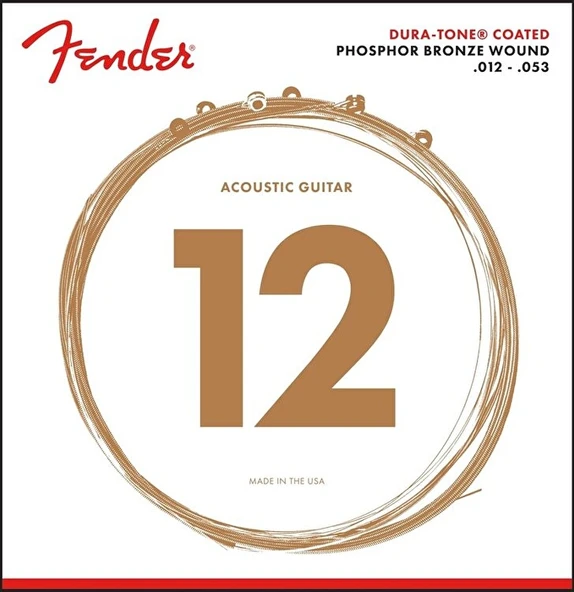 Fender 0730860403 860L Phosphor Bronze Dura-Tone Kaplamalı Akustik Gitar Teli (12-53) | Light Tansiyon Kaplamalı Tel Dayanıklı Yapı ve Sıcak Akustik Ses ürün görseli 1