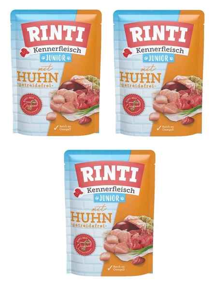 Rinti Pouch Tavuklu Yavru Köpek Yaş Mama 400 Gr. X 3 Adet ürün görseli 1