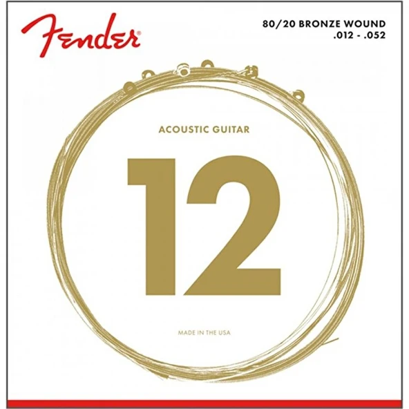 Fender 0730070403 80/20 Bronze Ball End Akustik Gitar Teli (12-52) | 70L Light Tansiyon Dengeli Projeksiyon ve Net Tını ürün görseli 1
