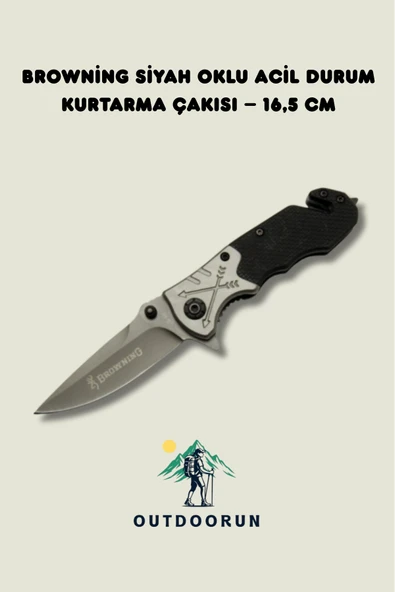 Siyah Oklu Acil Durum Kurtarma Çakısı - 16,5 cm ürün görseli 1