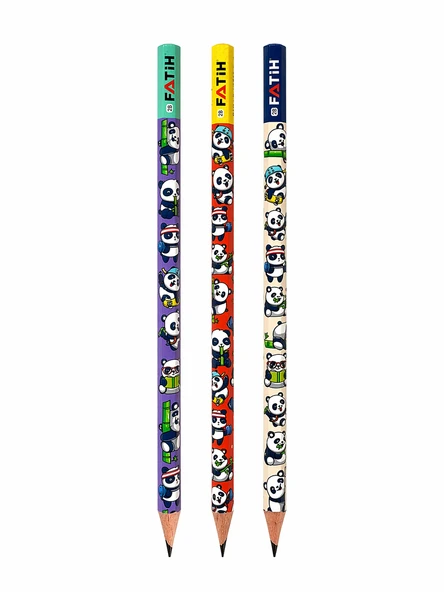 FATİH PANDA DESENLİ KURŞUN KALEM 3 ADET ürün görseli 1