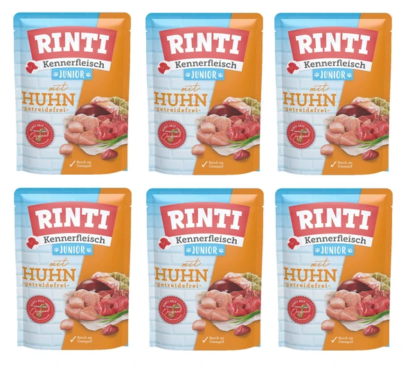 Rinti Pouch Tavuklu Yavru Köpek Yaş Mama 400 Gr. X 6 Adet ürün görseli 1
