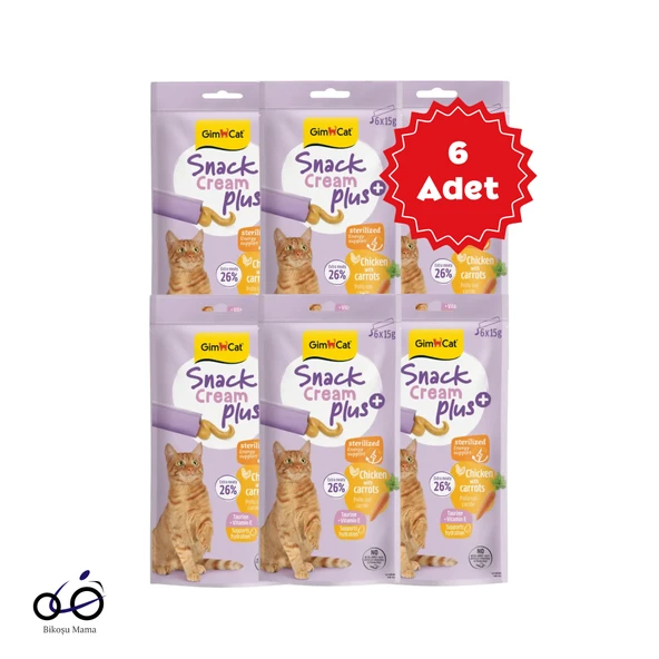 Gimcat Snack Cream Tavuklu & Havuçlu Kısırlaştırılmış Kedi Ödülü 6x15gr 6 Adet ürün görseli 1