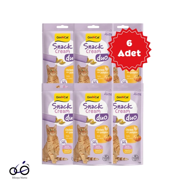 Gimcat Snack Cream Duo Tavuklu & Balkabaklı Kedi Ödülü 6x15gr 6 Adet ürün görseli 1